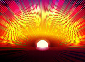 红色、 黄色背景与阳光图片