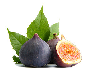 成熟甜无花果叶上白色隔离