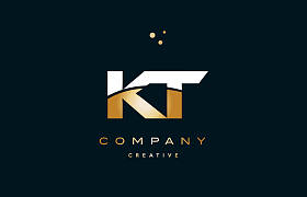 kt k t 白色黄色金金色豪华字母表字母标志 ico