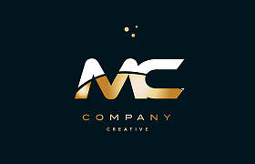 mc m c 白色黄色金金色豪华字母表字母标志 ico