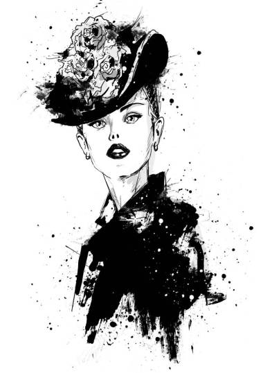 素描風(fēng)格的時(shí)尚女孩.圖片