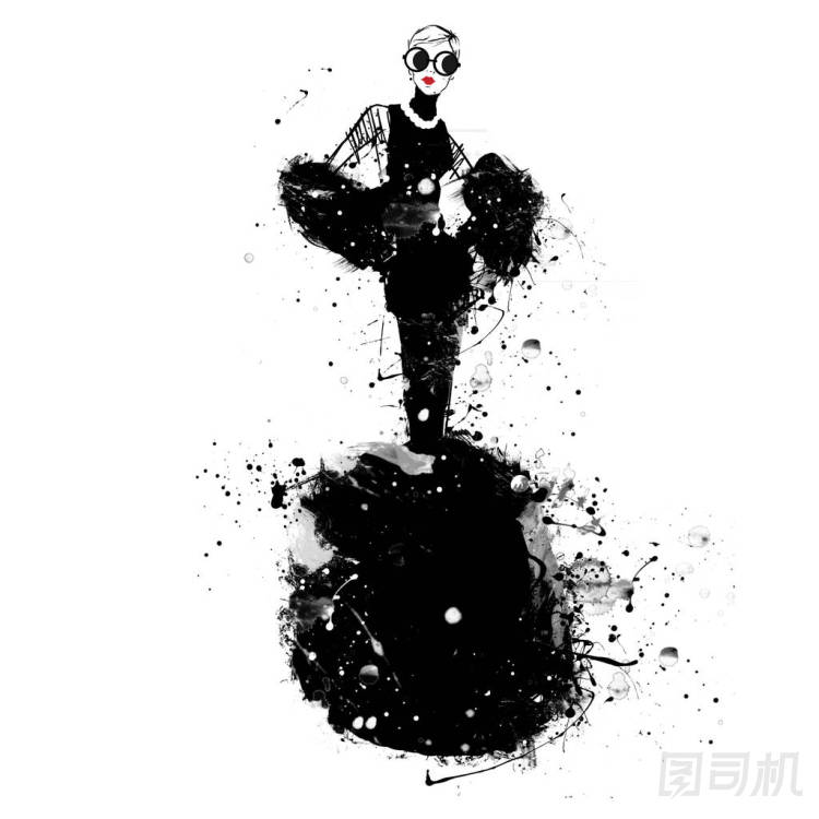 素描風(fēng)格的時(shí)尚女孩.圖片