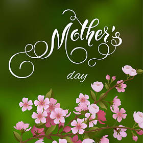 母亲一天的问候卡。花树背景，春天的假期里。矢量图 Eps10