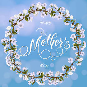 母亲一天的问候卡。花树背景，春天的假期里。矢量图 Eps10