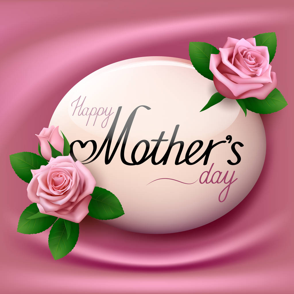 快乐的母亲节。用鲜花贺卡。作为背景的粉红色丝绸织物 快乐的母亲节。用鲜花贺卡。作为背景的粉红色丝绸织物