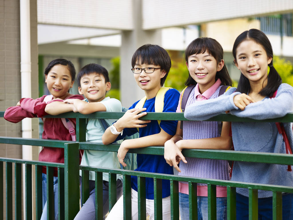 一群亚洲小学孩子的画像 一群亚洲小学孩子的画像