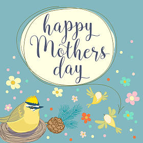 幸福的母亲一天的鸟和花