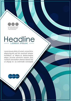 封面设计 A4 与蓝色的抽象线条和圆圈