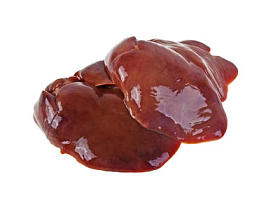 孤立的白色背景上的生鸡肝图片