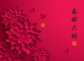 中国新的一年。开花的纸图形