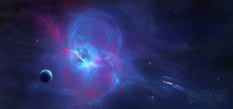 空間場(chǎng)景。藍(lán)紫色星云。由美國(guó)國(guó)家航空航天局提供的元素