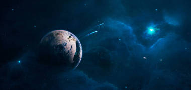 空間場景。藍色的核心。由美國國家航空航天局提供的元素