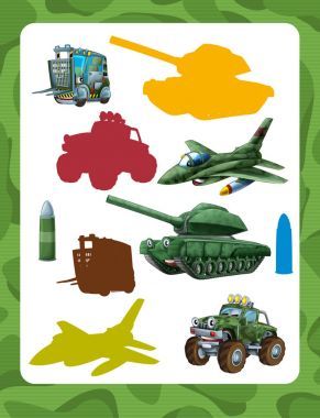 孩子們與軍用車輛的猜謎游戲