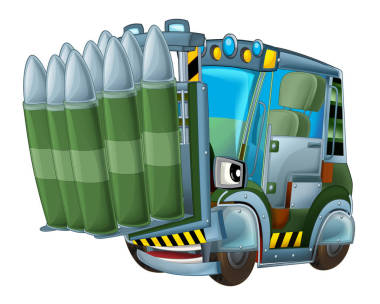 卡通軍事叉車孤立的車