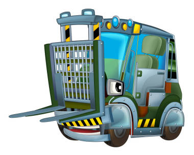 卡通軍事叉車孤立的車圖片
