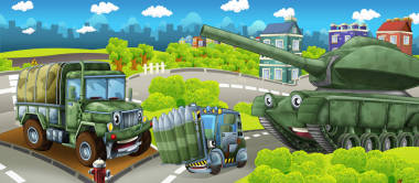 卡通階段與不同的軍事機(jī)器