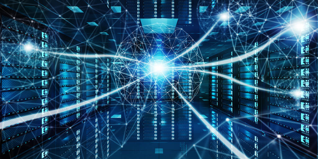 抽象网络服务器房间数据中心 3d 渲染 抽象网络服务器房间数据中心 3d 渲染