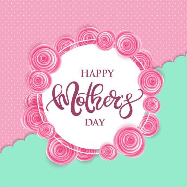 快樂母親節(jié)矢量海報(bào)與花.圖片