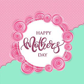 快乐母亲节矢量海报与花.图片