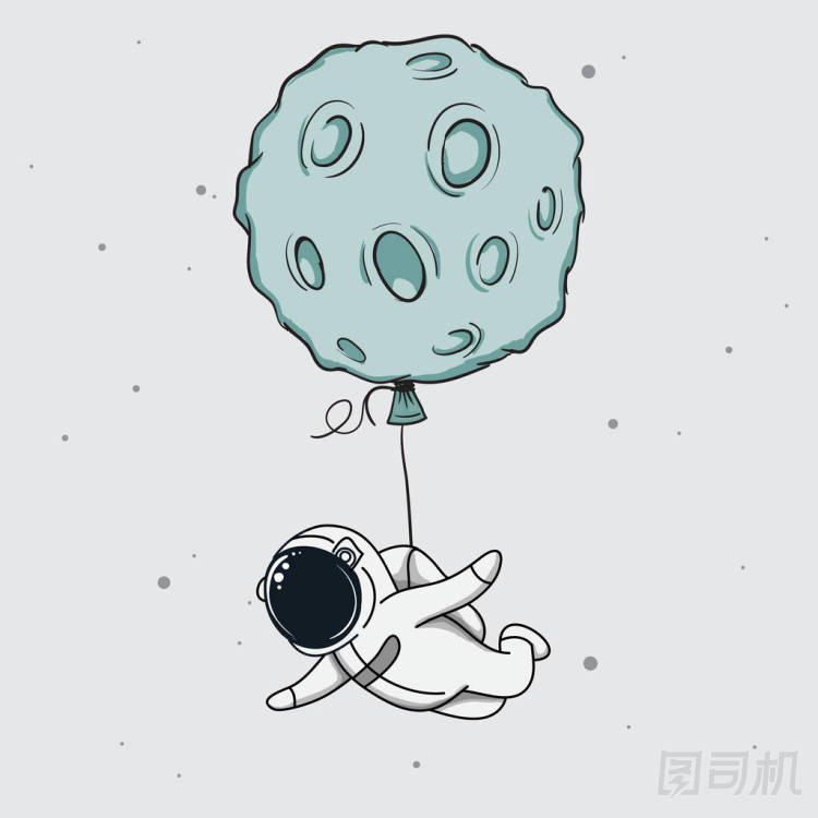 寶貝太空人與月亮像氣球一樣飛
