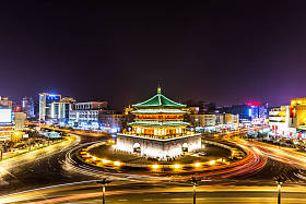 晚上在西安古建筑图片