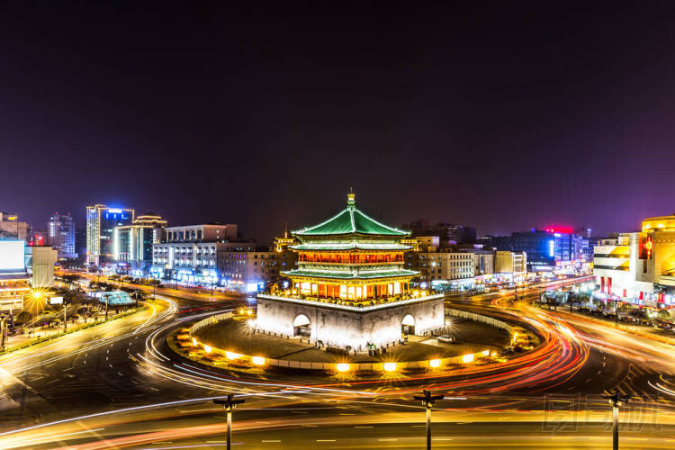 晚上在西安古建筑圖片