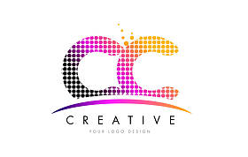 Cc C C 字母标志设计与洋红色点和旋风