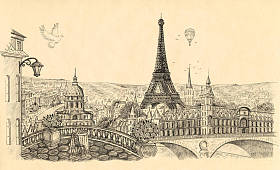 巴黎中雕刻风格的绘图照片