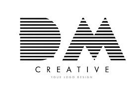 Dm D M 斑马字母标志设计有黑色和白色的条纹