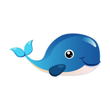 藍(lán)色的駝背鯨，海生物。豐富多彩的卡通人物