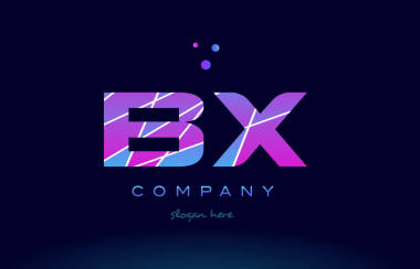 bx b x 彩色藍色粉紅色紫色字母表字母標志圖標 vecto