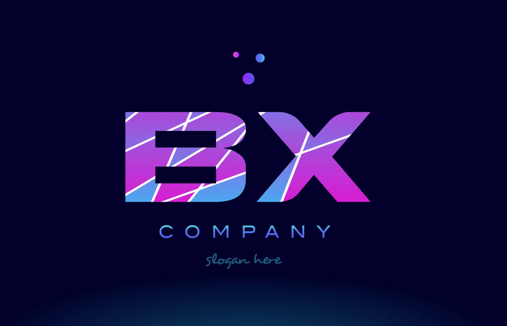 bx b x 彩色蓝色粉红色紫色字母表字母标志图标 vecto