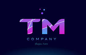 tm t m 色蓝色粉红色紫色字母表字母标志图标 vecto