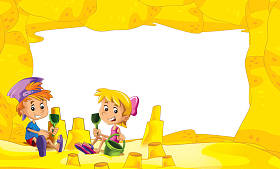 孩子们在玩沙的帆船在海滩上