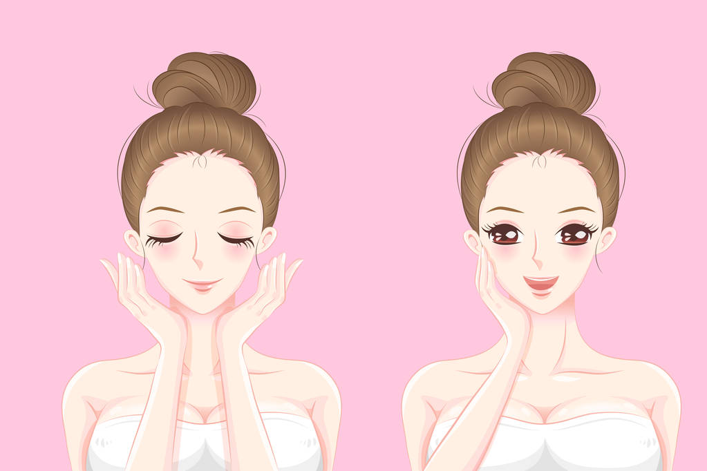 卡通皮肤护理女人