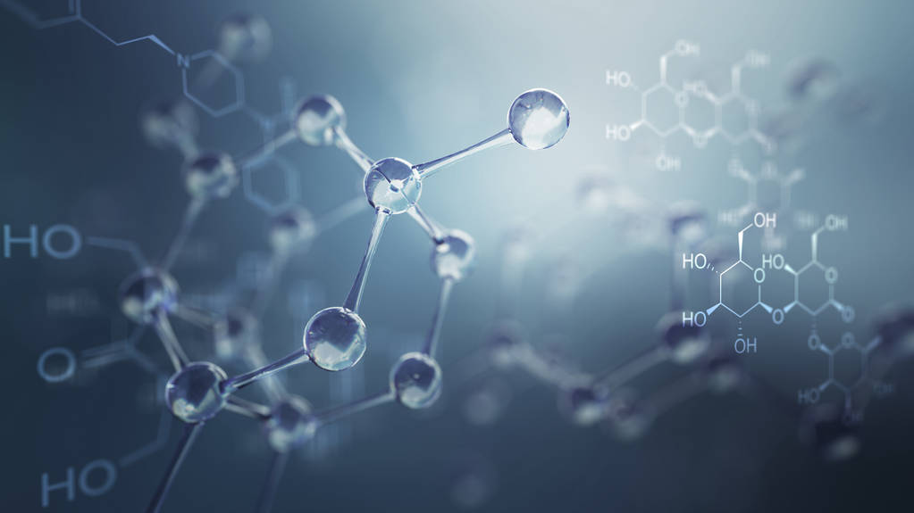 分子模型的三维图。原子与分子科学背景