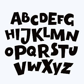 搞笑多彩字母海报儿童。可爱的卡通字母在充满活力的彩虹的颜色。加粗字体 abc，圆形类型为生日问候，婴儿淋浴卡。矢量字母表 eps10