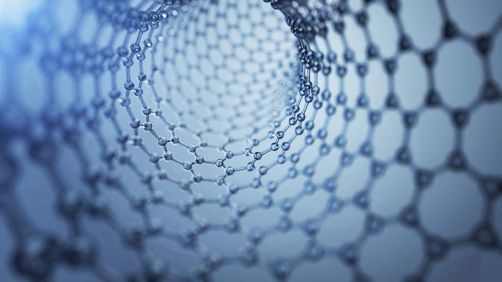 3d illusrtation 的石墨烯分子。纳米技术的背景说明