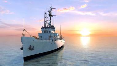 3d cg 渲染的一艘巡邏船