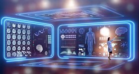 在未来的医学概念的女医生