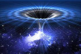 旋涡式星体或黑洞，可以与另一个连接一个宇宙的漏斗状隧道