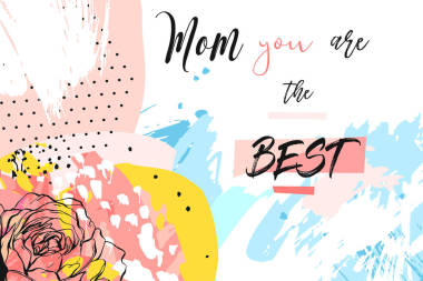 手工繪制的矢量抽象創(chuàng)意母親日問候標(biāo)題與春天花朵拼貼畫，藝術(shù)畫寫意的紋理和媽媽您是最好的書法報(bào)價(jià)孤立在白色背景上