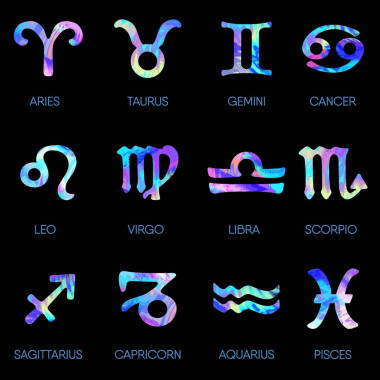 星座圖標占星設(shè)置在黑色背景