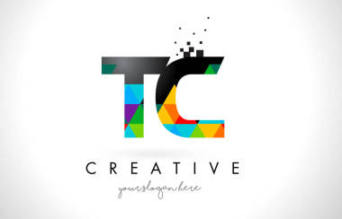 Tc T C 字母圖案彩色三角形紋理設(shè)計矢量