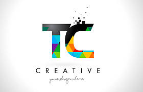 Tc T C 字母图案彩色三角形纹理设计矢量