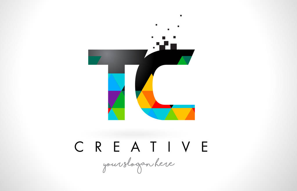 Tc T C 字母图案彩色三角形纹理设计矢量