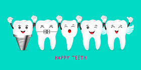 快乐可爱的卡通牙齿人物