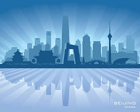 北京中国城市天际线矢量剪影图片