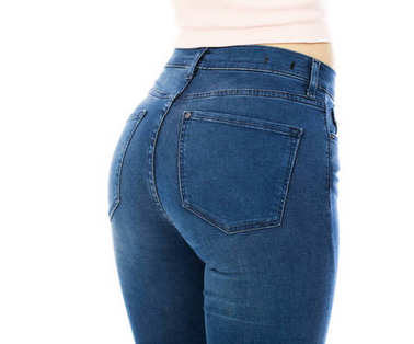 女性的身体部分粗斜纹棉布牛仔裤后, 视图
