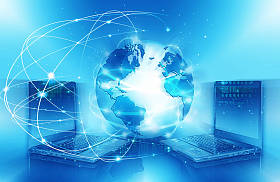 全球商业的最佳互联网概念。环球,发光的线条在技术背景。Wi-Fi 、射线、符号、互联网、 3D插图